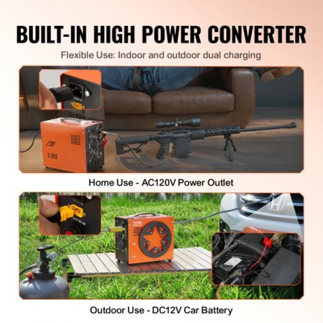 VEVOR Φορητός Συμπιεστής Αέρα PCP, 4500PSI/30Mpa με Ενσωματωμένο Με...