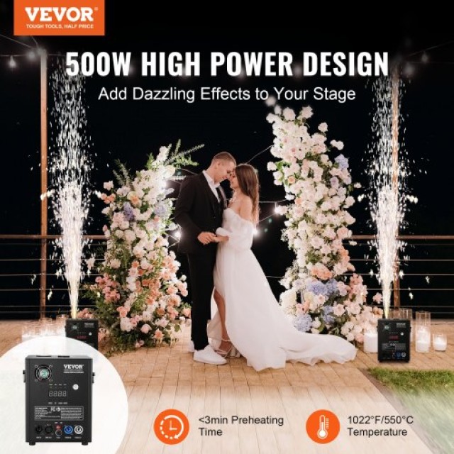 VEVOR Μηχανή Ψυχρών Σπινθήρων 500W για Εκδηλώσεις  YHKZQ500W1GWJ043QV2