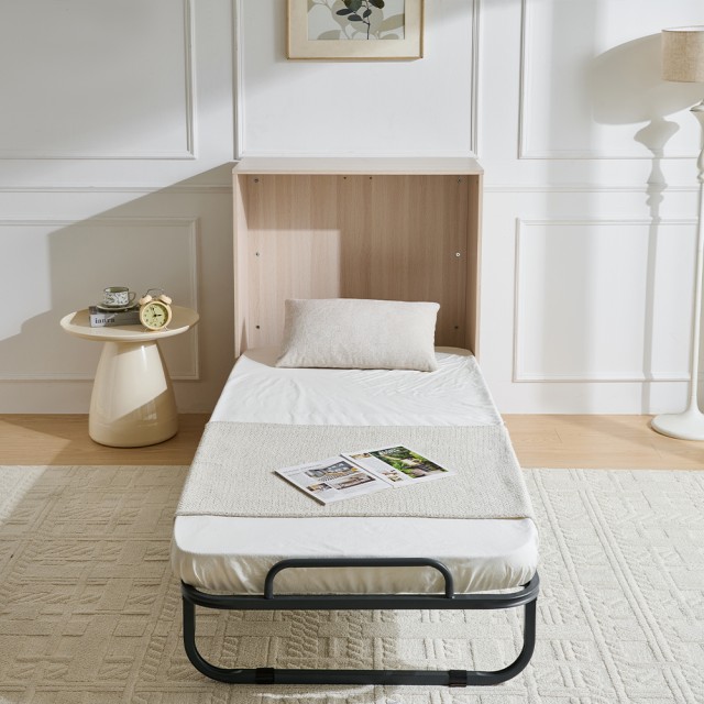 Κινητό Κρεβάτι τοίχου Μονό Εξοικονόμησης Χώρου Olmo με Στρώμα και Σ...