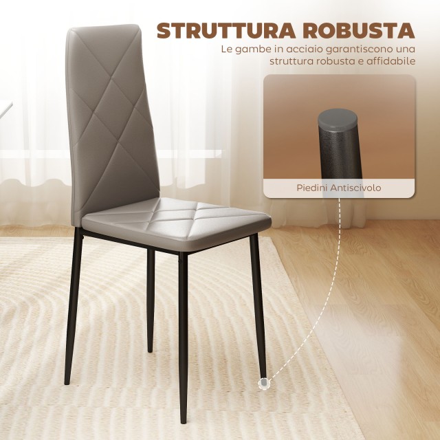 HOMCOM Σετ 6 Μοντέρνες Καρέκλες Τραπεζαρίας με Ψηλή Πλάτη από Συνθε...