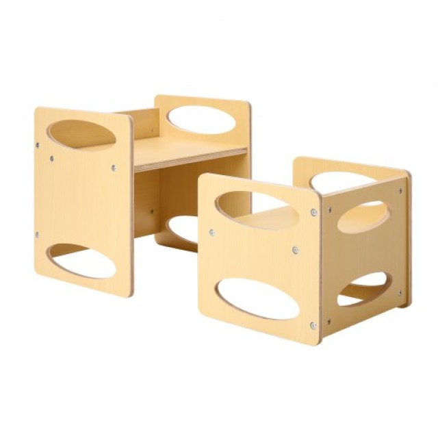 VEVOR Σετ Τραπεζιού και Καρέκλας Montessori για Παιδιά από Ξύλο ETDNZY1513216DOMUV0