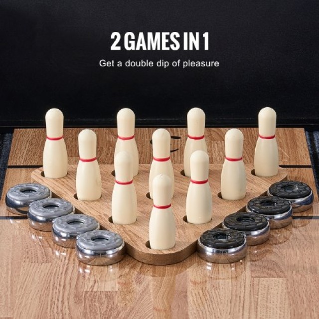 VEVOR 9 ft Τραπέζι Shuffleboard 2 σε 1 Σετ Παιχνιδιού Shuffleboard ...