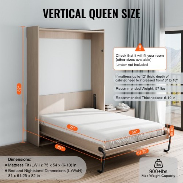 VEVOR  Κιτ Κρεβατιού Murphy Πλήρους Μεγέθους Κάθετο Deluxe DIY Συσκευή Τοίχου Αναδιπλούμενου Κρεβατιού MFCZDJGQDGZFJ51X8V0