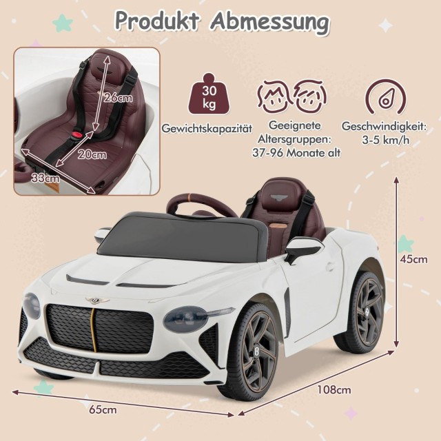 Costway  Παιδικό Ηλεκτροκίνητο Αυτοκίνητο Bentley Bacalar με Γονικό...