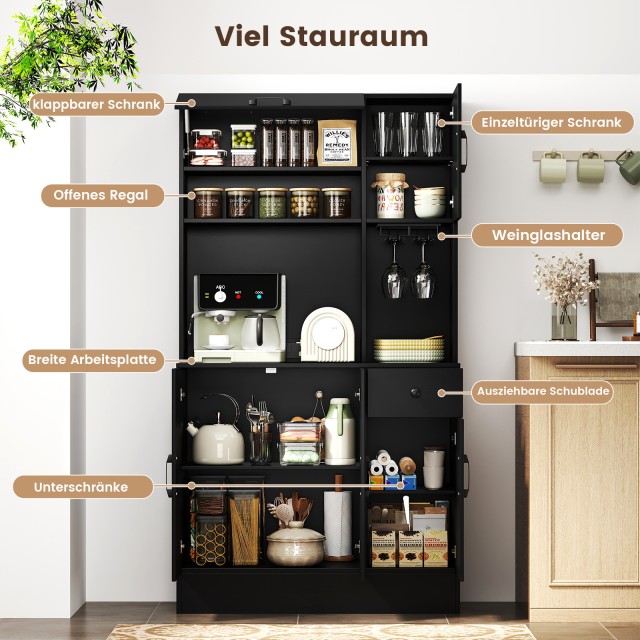 Costway  Ντουλάπα Αποθήκευσης 90 x 39 x 167 cm. με ανωθήκη και πρίζ...