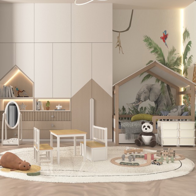 HOMCOM Σιφονιέρα με 6 Συρτάρια για Παιδιά 3-6 Ετών με Στρογγυλεμένε...