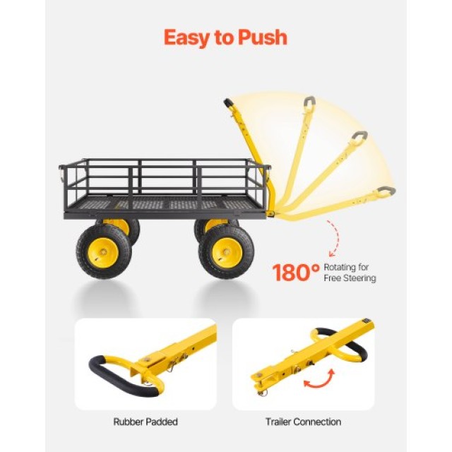 VEVOR Ατσάλινο Καρότσι Κήπου 1200lb Βαρέως Τύπου με 13in Ελαστικά Z...