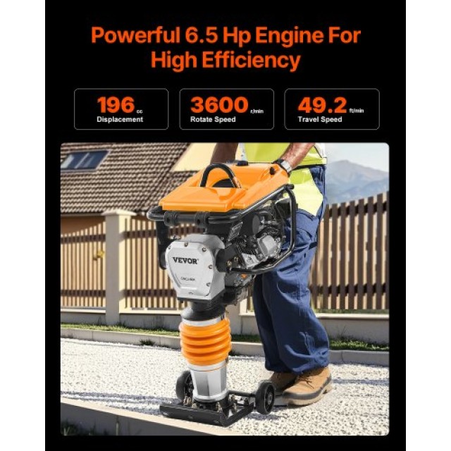 VEVOR Συμπιεστής Δόνησης 6.5 HP 196 cc με Τέσσερα Ελατήρια CJHSDH65HPOZJ2BBAV0