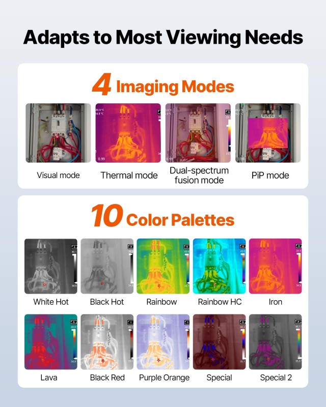 VEVOR Υψηλής Ανάλυσης Θερμική Κάμερα, 384 x 288, 30 Hz, Οθόνη Αφής ...