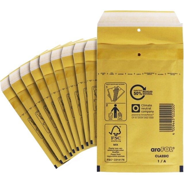 BAKAJI Φάκελοι Αποστολής 10 Τεμάχια Με Φυσαλίδες Κίτρινοι Διαστάσει...