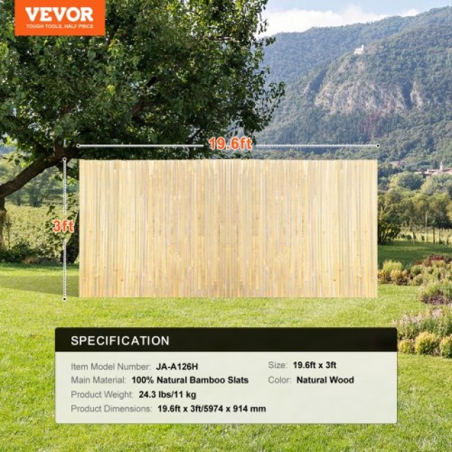 Φυσικός Φράχτης από Μπαμπού VEVOR 3x19.6 ft  ZWL196FT33FT8P7DQV0