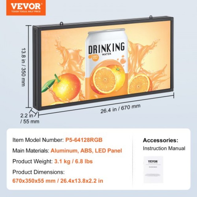 Προγραμματιζόμενη LED Πινακίδα 67x35cm P5 Πλήρους Χρώματος  XGSGDBZ...