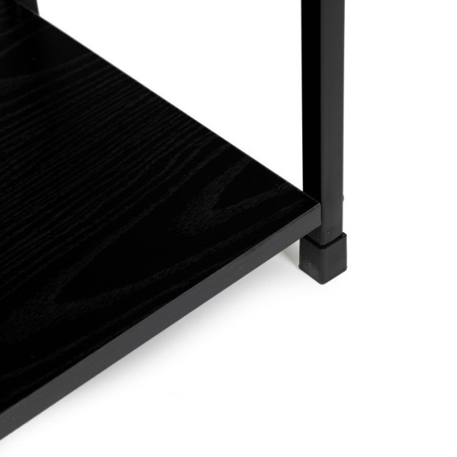 Ξύλινο Κομοδίνο με 2 Ράφια στυλ Loft Μαύρο CWJ302448-Black MODERNHOME