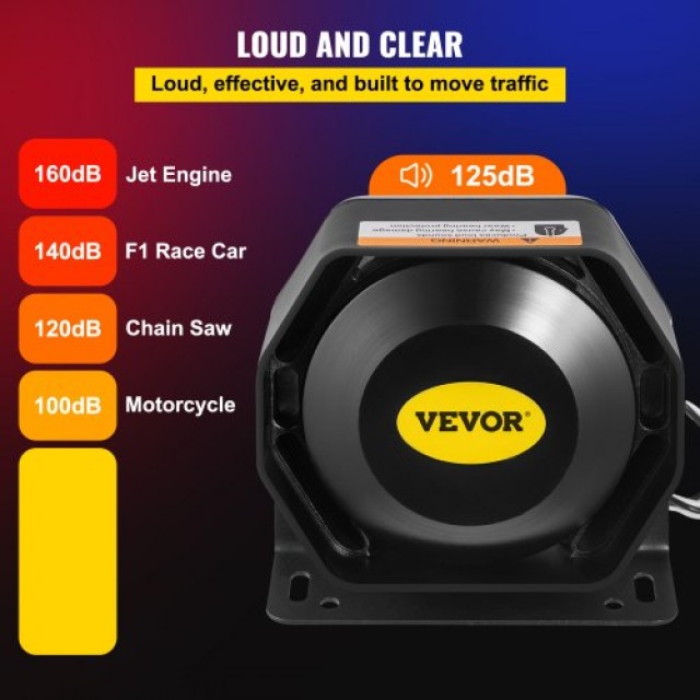 Δέσμη Σειρήνας VEVOR 8 Ήχων, 200W με Σύστημα MIC για Οχήματα Έκτακτ...