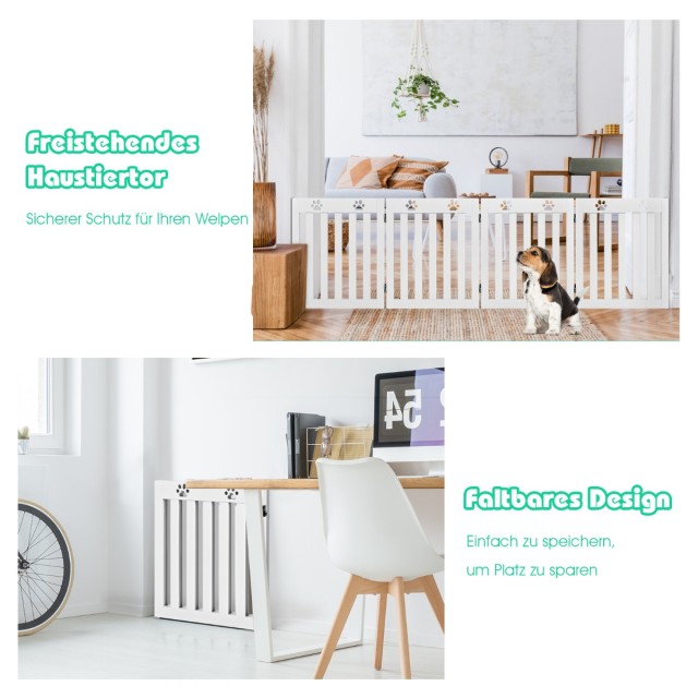 Costway Ξύλινο Πτυσσόμενο Παιδικό Πόρτα Ασφαλείας για Σκάλες 60 εκ....