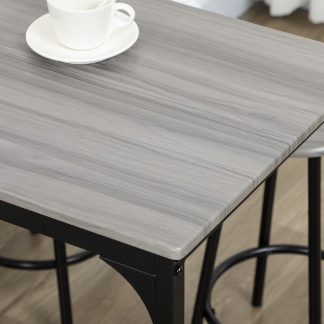 HOMCOM Σετ Τραπεζαρίας 5 Τεμαχίων με Μπάρα 110x50x89.5 εκ. και Σκαμπό Ø30x60.5 εκ. από Ξύλο και Μέταλλο Γκρι και Μαύρο 835-890V00GY