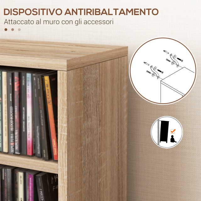 HOMCOM  Σετ 2 Ραφιών για CD με Ρυθμιζόμενα Ράφια για 204 CD, 21x22....