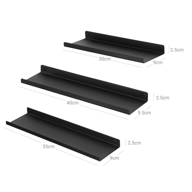 SONGMICS Σετ 3 τμχ  Επιτοίχια Μεταλλικα Ράφια 40 x 10 x 9.6 cm, 35 ...