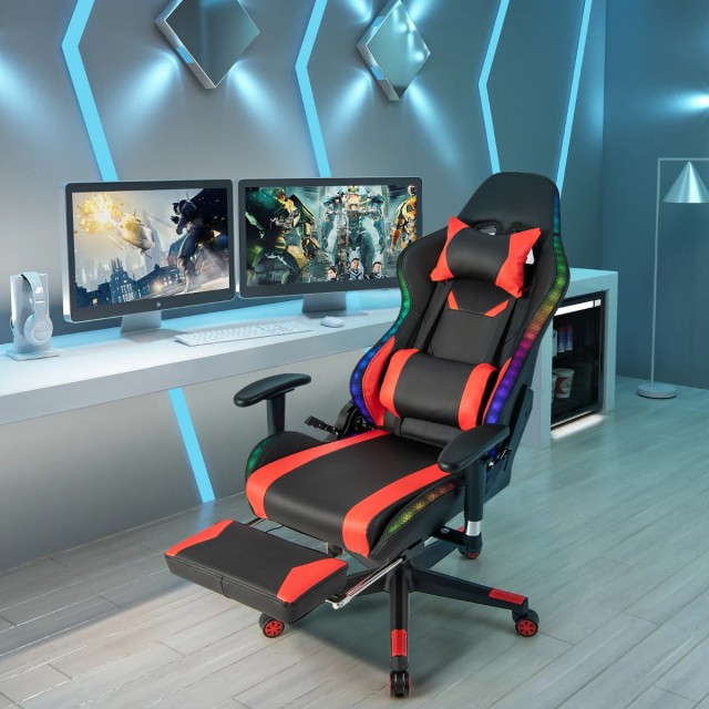 Costway  LED Φωτιζόμενη Καρέκλα Gaming με Ρυθμιζόμενα Χαρακτηριστικά και Άνετη Σχεδίαση CB10483RE