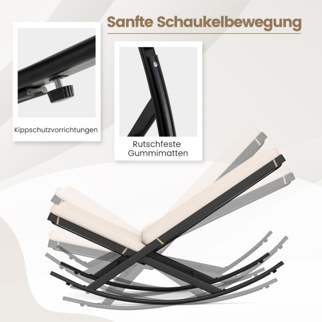 Costway Σετ Κήπου Κουνιστές Πολυθρόνες και Μεταλλικό Τραπέζι μ ε Μα...