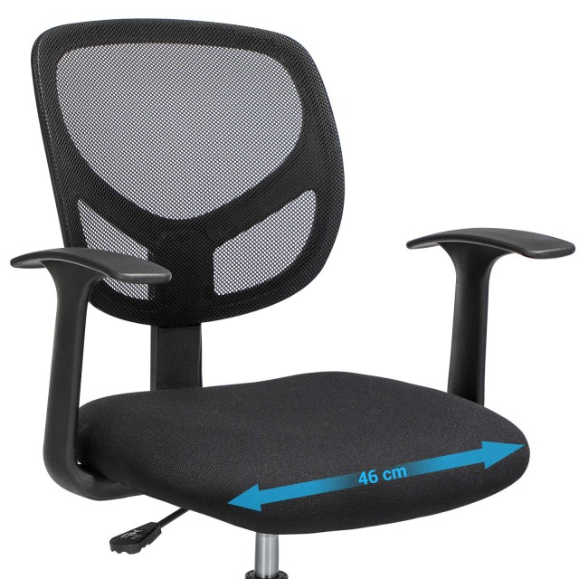 SONGMICS Εργονομική Καρέκλα Γραφείου, Μαύρη, 55-75 cm, OBN25BK 