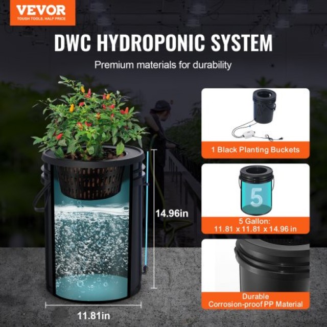 VEVOR Σύστημα Υδροπονίας DWC με Άνω Στάγδην 1 Κάδος 5Gal  SSSPXT1T8INKXKB8IV2