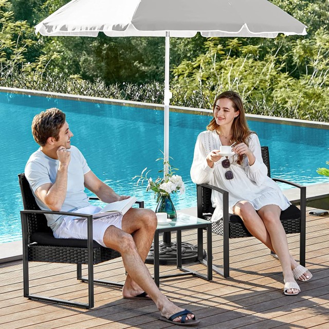 SONGMICS Σετ Επίπλων Κήπου Μπαλκονιού GGF010B05 Premium - Μαύρο -Τραπέζι: 40 x 40 x 45 cm, Καρέκλες: 58 x 55 x 81 cm 