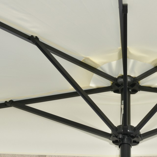 Outsunny Ημικυκλική Ομπρέλα με Μανιβέλα, 20 Φώτα LED και Ηλιακό Πάνελ, 265x135x240 εκ., Μπεζ 84D-231V00BG