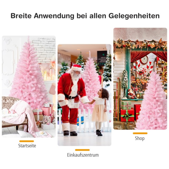 Costway Ροζ Χριστουγεννιάτικο Δέντρο 180εκ με 472 Γυαλιστερά Κλαδιά...