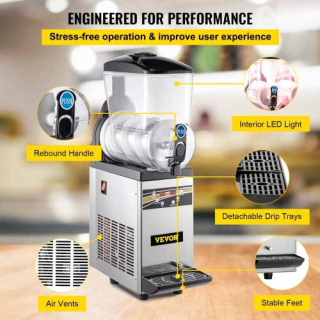 Επαγγελματική Μηχανή Γρανίτας VEVOR, 15L, 500W, 220V, Ανοξείδωτη  SY15L500W220V1Y5WV2