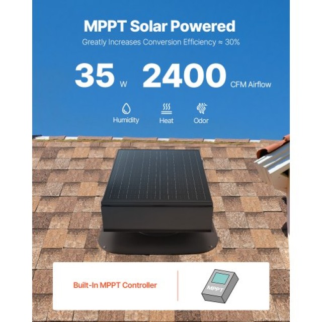 VEVOR Ηλιακός Ανεμιστήρας Εξαερισμού Σοφίτας 35W με Έξυπνο Θερμοστάτη WDPQSWDKZQYKFOL87Y3