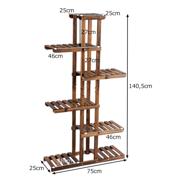 Costway Ξύλινη Ραφιέρα Φυτών Κήπου 75x25x140εκ GT3560
