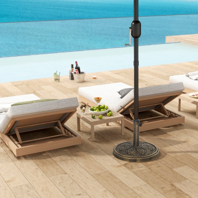 Outsunny Βάση για Ομπρέλα 12 κιλών με Ενσωματωμένη Μανιβέλα, από Ρητίνη, Μέταλλο και Τσιμέντο, Ø46x33 εκ., Μπρονζέ 84D-357V00TN