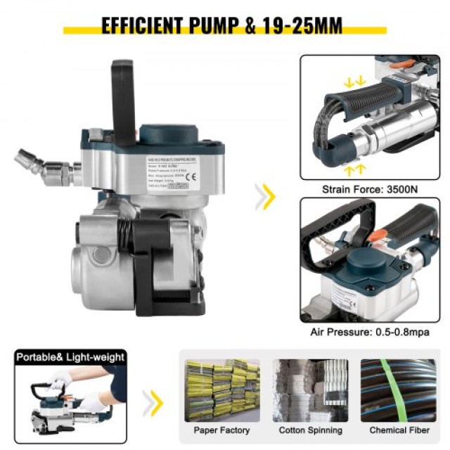 VEVOR Πνευματικό Εργαλείο Δεσίματος B25 για 19-25mm PP/PET Ταινία  DBJB25QDKZJ000001V0