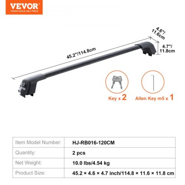 VEVOR Universal Σχάρα Οροφής 47.6 για Ράγες με Αυλάκι  HGJTYKTHCDKTDLYY3V0
