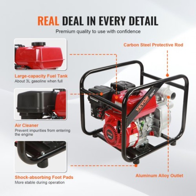 VEVOR Βενζινοκίνητη Αντλία Νερού 2 7HP 4-Χρονών RYFDJSBYCYC27O63FV0