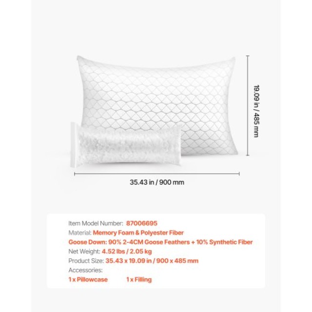 VEVOR Μαξιλάρι Ύπνου King Size με Μνήμης Αφρό, 90 x 48.5 εκ. CZTJYM... VEVOR Μαξιλάρι Ύπνου King Size με Μνήμης Αφρό, 90 x 48.5 εκ. CZTJYM...