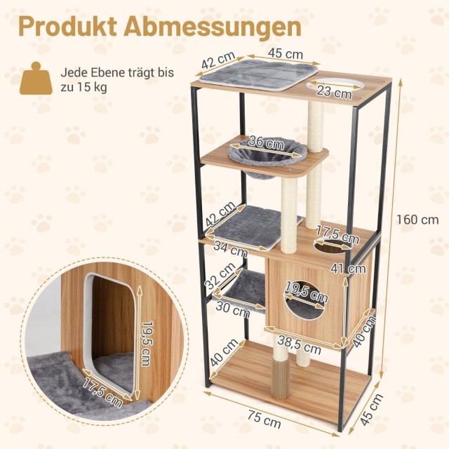 Costway Πολυλειτουργικό Δέντρο Γάτας με Χώρο Ξαπλώματος, Κρεμαστή Α... Costway Πολυλειτουργικό Δέντρο Γάτας με Χώρο Ξαπλώματος, Κρεμαστή Α...