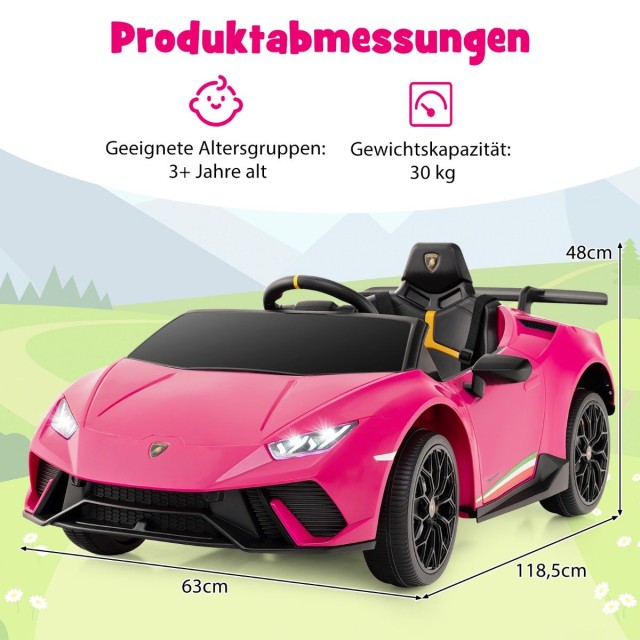 Costway  Παιδικό Ηλεκτρικό Αυτοκίνητο Lamborghini 12V με Τηλεχειριστήριο και LED Φώτα TQ10293DE-PI