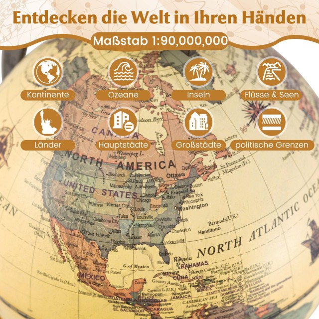 Costway Υδρόγειος Σφαίρα 14 εκ. με Ξύλινη Βάση και Μεταλλικό Πλαίσι... Costway Υδρόγειος Σφαίρα 14 εκ. με Ξύλινη Βάση και Μεταλλικό Πλαίσι...