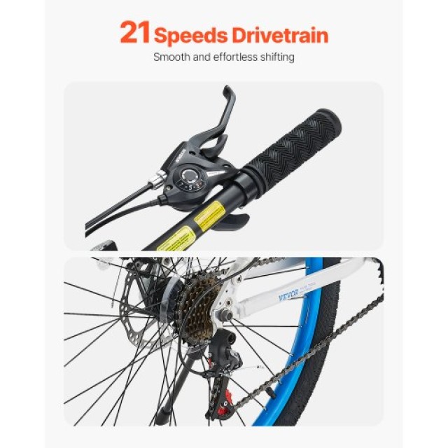 VEVOR Ποδήλατο Βουνού 26 MTB 21 Ταχύτητες, Ανάρτηση & Δισκόφρενα SDZXCLLBDDQBLLH86V0