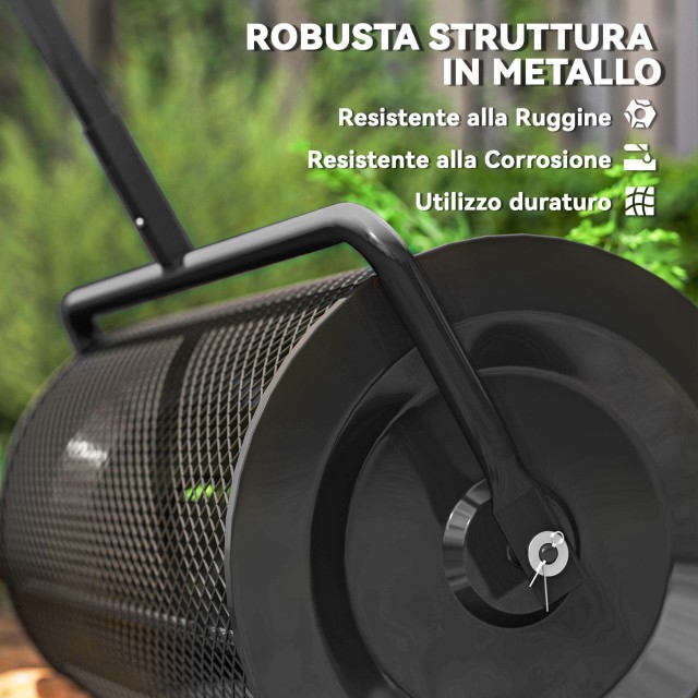 Outsunny Μεταλλικός Διασκορπιστής Λιπάσματος 75L με Ρυθμιζόμενη Λαβ...
