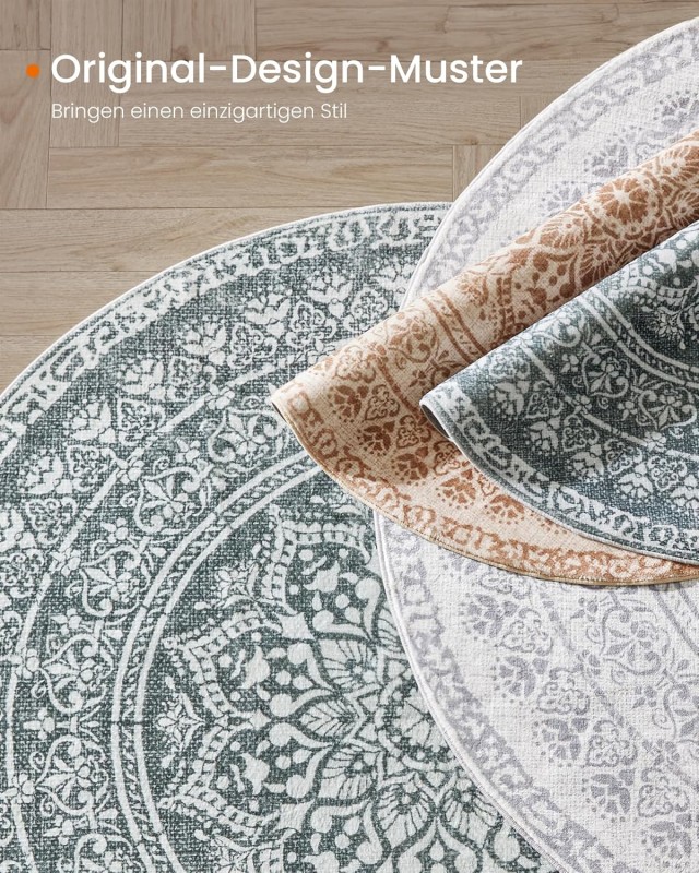 SONGMICS Στρογγυλό Χαλί Boho Ανθρακί Γκρι 120x120cm TAR051G02