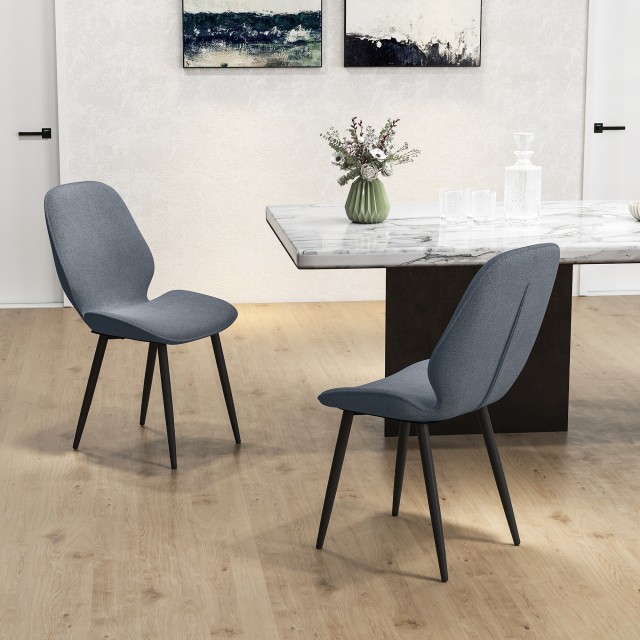 HOMCOM 2 Καρέκλες Τραπεζαρίας, 46x56x86 εκ, Γκρι και Μαύρο 83A-263V00GY