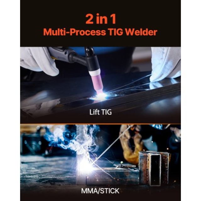 VEVOR Συγκολλητική Μηχανή TIG 2-σε-1 με MMA Stick Arc IGBT και LED TIGHJ205AEHYXJQPLV2