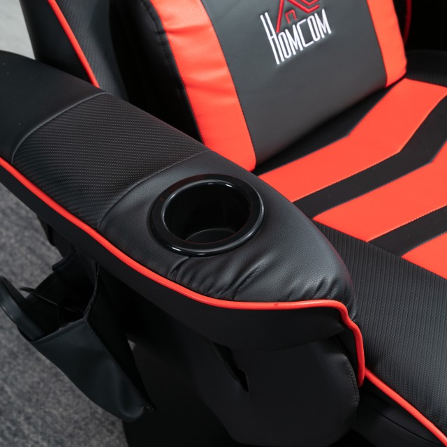 HOMCOM Καρέκλα Gaming με Μασάζ και Υποπόδιο, με Μαξιλάρι, από Συνθε...