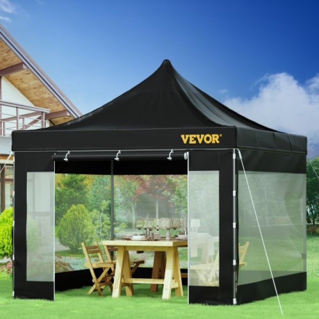 Τέντα VEVOR 3x3m με Αφαιρούμενα Πλευρικά και Τροχήλατη Τσάντα, Μαύρη  DCSLTZP1010FT9BYWV0