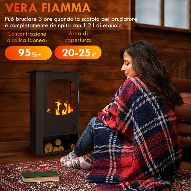 HOMCOM  Αυτόνομο Βιοαιθανόλης Τζάκι, Καυστήρας 1.2L Διάρκεια 3 Ώρες...
