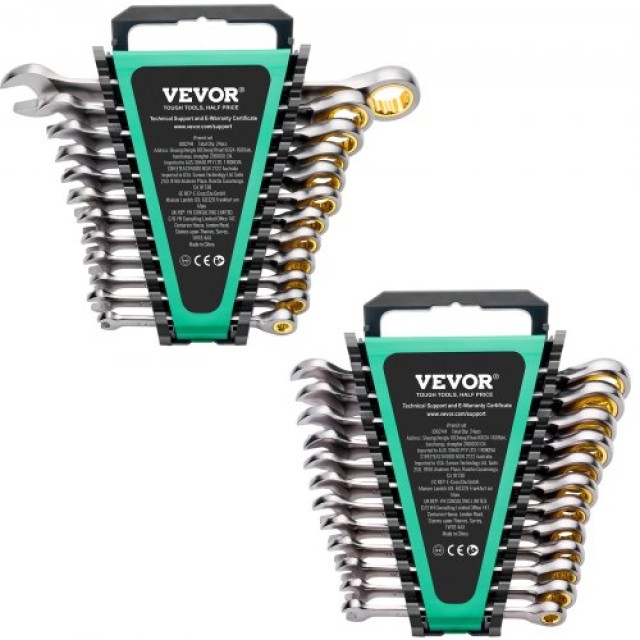 VEVOR Σετ Γερμανικών Κλειδιών 24 Τεμαχίων SAE 1/4 - 7/8 Μετρικό 8-19mm με Οργανωτική Βάση ZXBSTZGDK24PU44S3V0