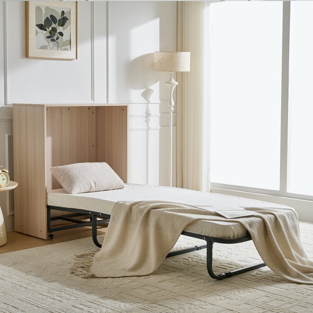 Κινητό Κρεβάτι τοίχου Μονό Εξοικονόμησης Χώρου Olmo με Στρώμα και Σ...